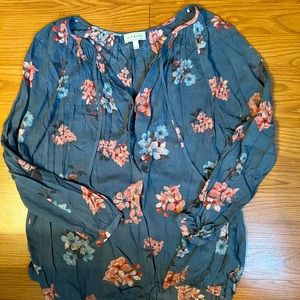 Boho floral button down blouse